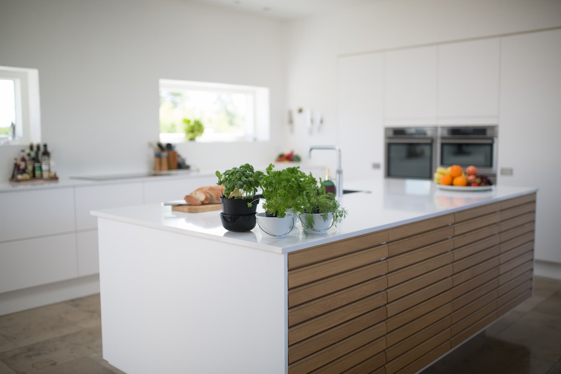 Cocina estilo nórdico con plantas naturales